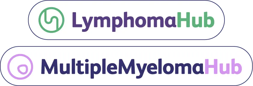 The Lymphoma Hub logo and the Multiple Myeloma Hub logo